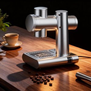 A classic coffee grinder with a metallic appearance