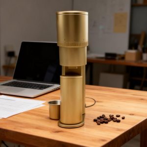 Portable golden electric coffee grinder